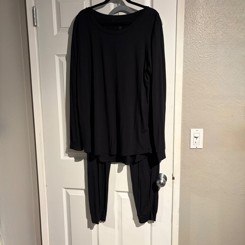 Kyte Adult Pajama Set XXL Midnight Black Bamboo Rayon Long Sleeve Joggers